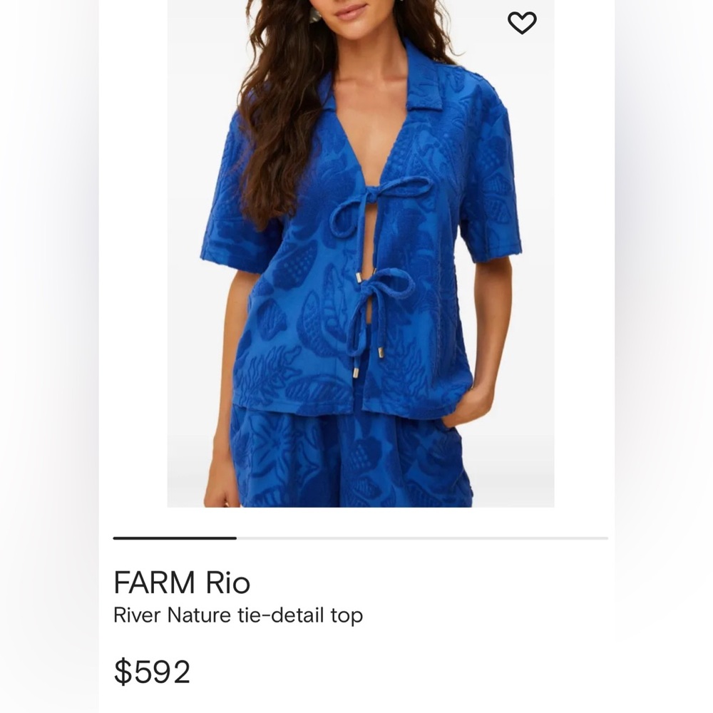 FARM Rio NWT $592 
River Nature tie-detail Electric Blue Blazer